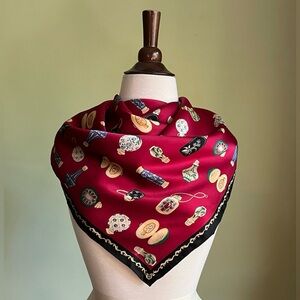 Vintage Silk Parfumerie Scarf, Large Square Scarf Top, Silk Shawl